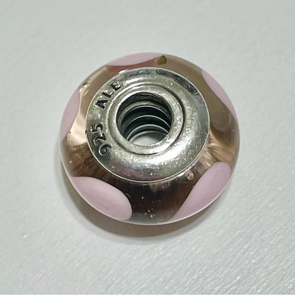 Pandora Retired Pink Glass Heart Murano Charm - Picture 6 of 7
